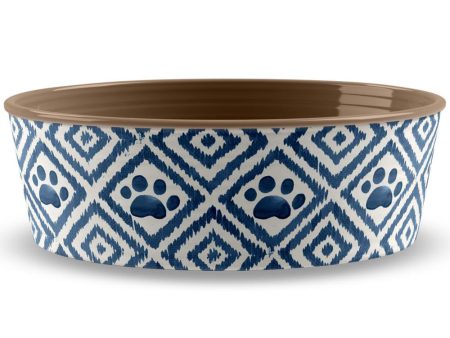 TarHong Paw Ikat Dog Bowl (Indigo) Discount