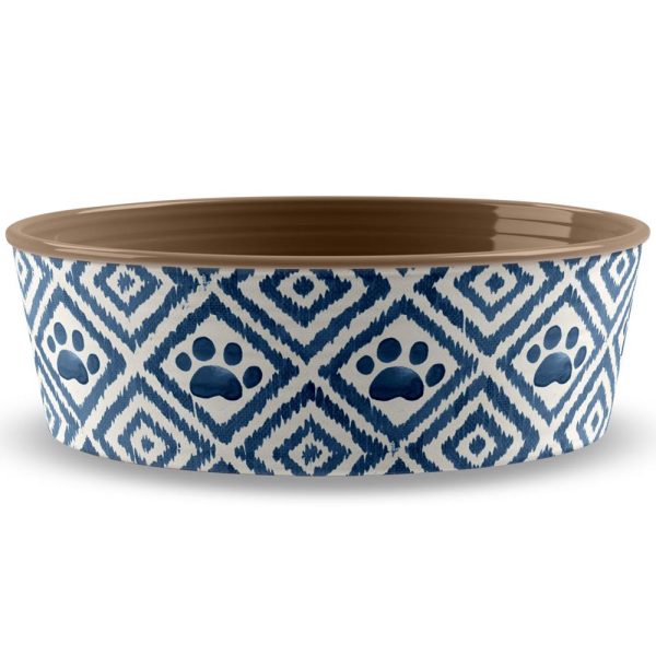 TarHong Paw Ikat Dog Bowl (Indigo) Discount