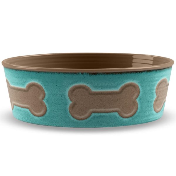 TarHong Bone Emboss Dog Bowl (Teal) For Sale