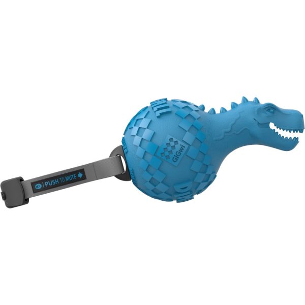 GiGwi Push To Mute Dinoball T-Rex Dog Toy (Light Blue) For Sale