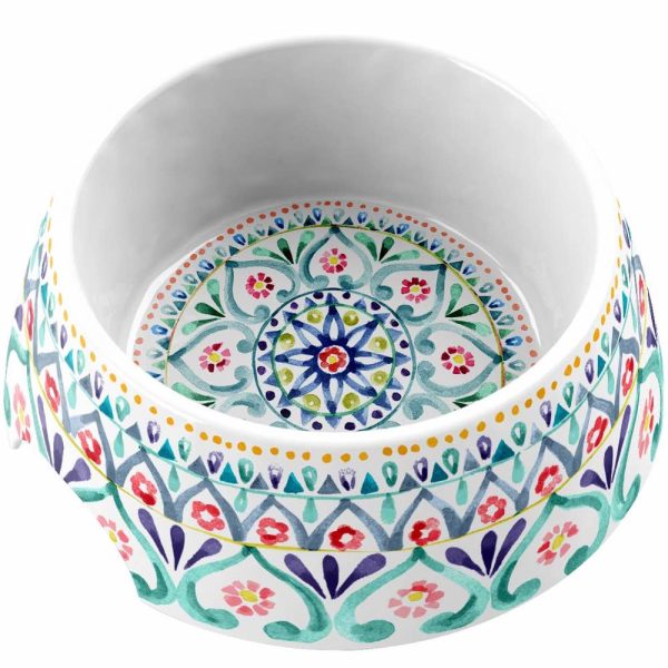 TarHong Boho Medallion Double Wall Dog Bowl For Cheap