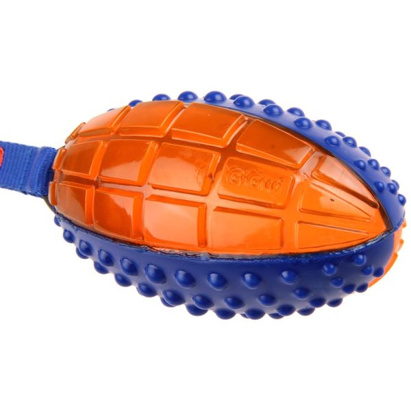 GiGwi Push To Mute Rugby Ball Dog Toy (Blue Orange) Hot on Sale