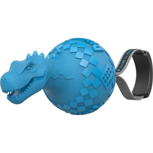 GiGwi Push To Mute Dinoball T-Rex Dog Toy (Light Blue) For Sale