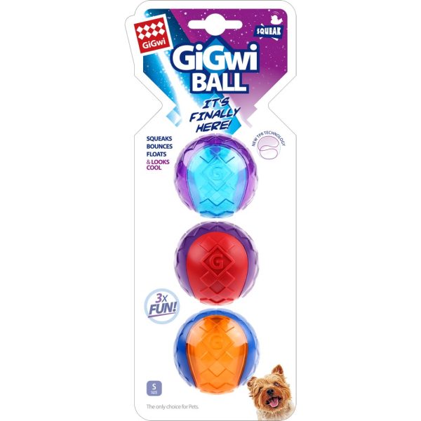 GiGwi Squeaky Ball Dog Toys 3-Pack (Small) Sale