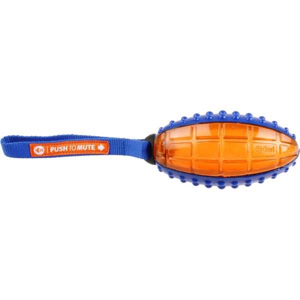 GiGwi Push To Mute Rugby Ball Dog Toy (Blue Orange) Hot on Sale