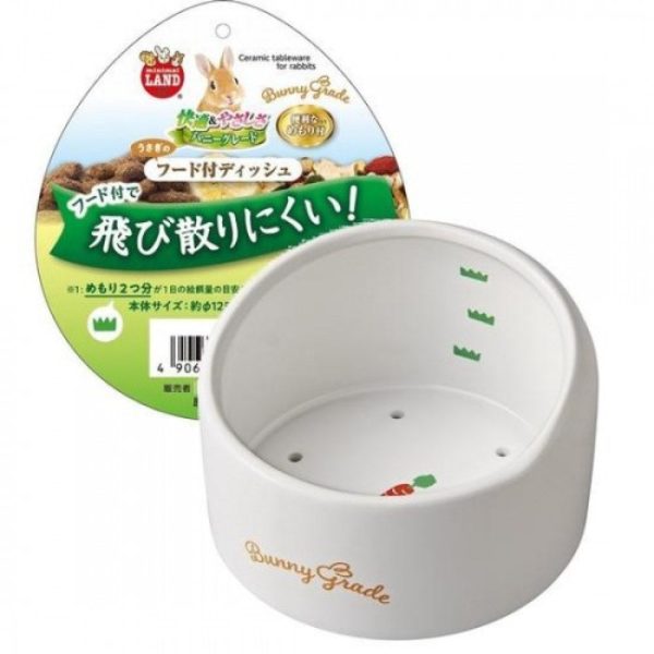 Marukan White Ceramic Rabbit Food Bowl With Hood For Small Animals Sale