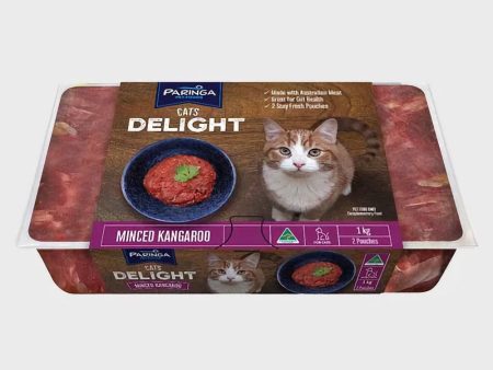 Paringa Cats Delight Minced Kangaroo Raw Frozen Cat Food 1kg Hot on Sale