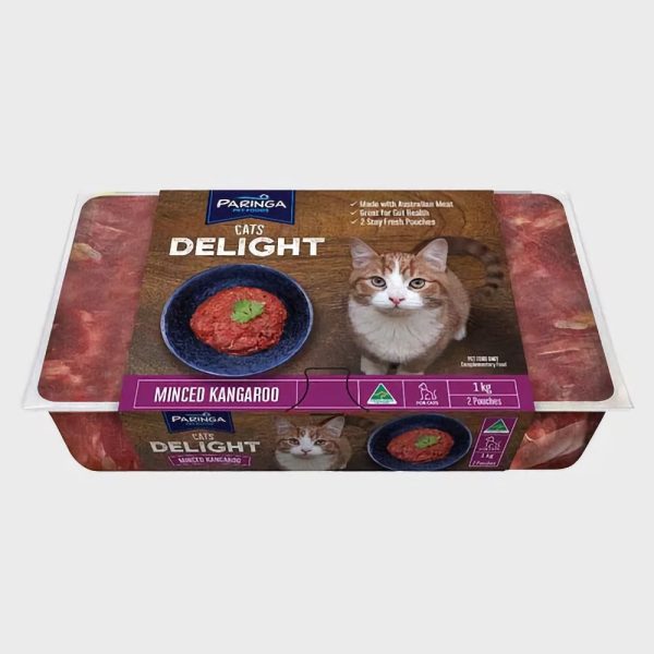 Paringa Cats Delight Minced Kangaroo Raw Frozen Cat Food 1kg Hot on Sale