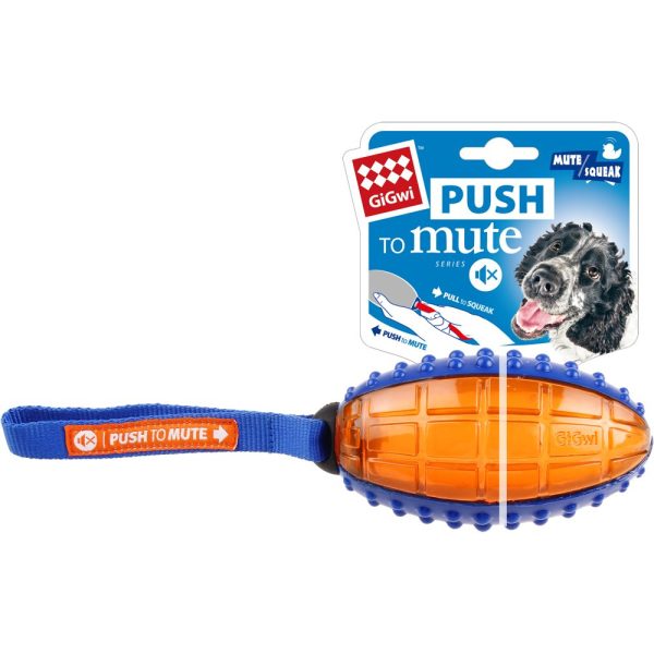 GiGwi Push To Mute Rugby Ball Dog Toy (Blue Orange) Hot on Sale