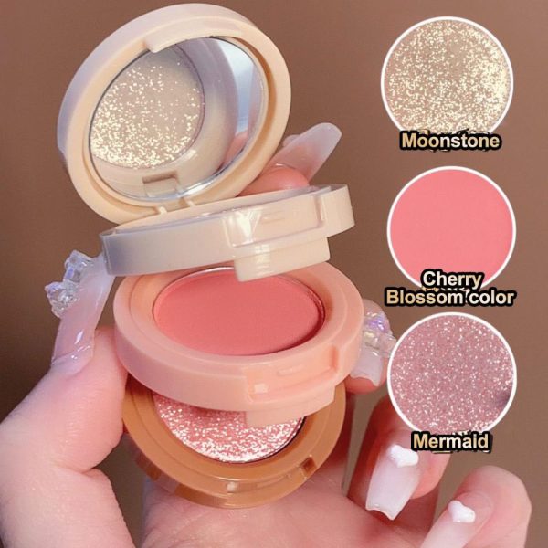 New 3 In 1 Matte Highlighter Blush Palette Pearly Blush Shiny Eyeshadow Multifunctional Face Makeup Palette Female Cosmetics Hot on Sale