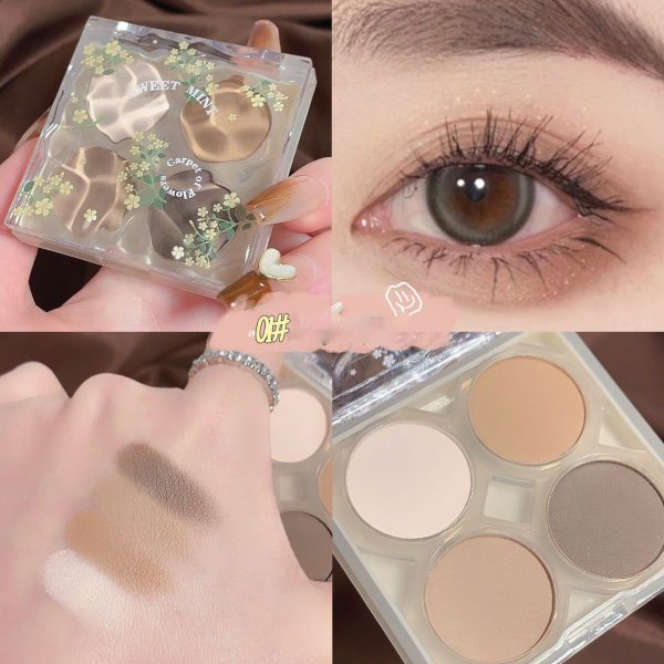 Four-color Eye Shadow Water Ripple Eyeshadow Palette Shimmer Multi Sequins Eye Shadow Waterproof Flower Eye Makeup Girl Makeup Discount