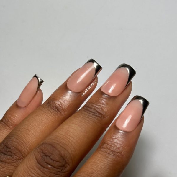 Chrome French Tip Press On Nail Set Online now