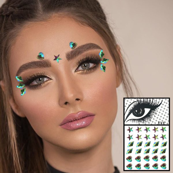 Star Face Gems Temporary Tattoos Eye Eyeliner Tears Crystals Jewels Makeup Sticker Flash Pearl Bindi Dots Jewelry Halloween Rave Hot on Sale