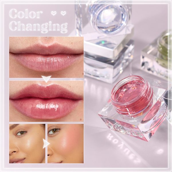 Shining Magic Lip Cheek Glassy Dual-use Balm Long-lasting Natural Blusher Lipstick Color Change Pink Soft Lip Gloss Blush Makeup Cheap