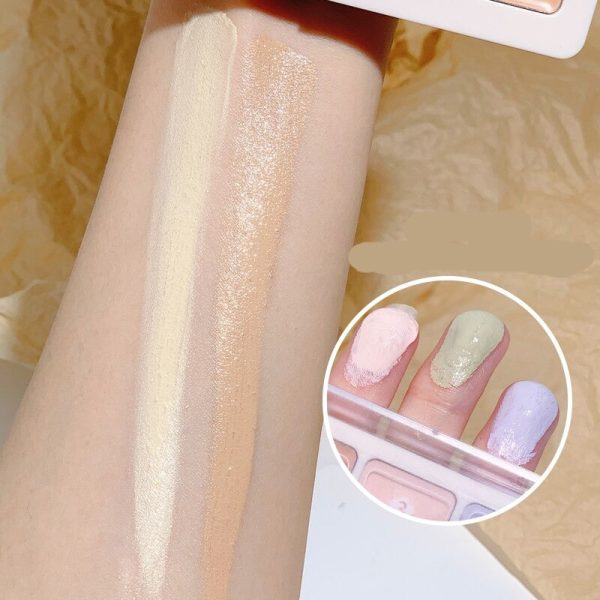 Smooth Five-Color Concealer Palette Full Coverage Waterproof Oil-Free Lightweight Concealer Makeup Brush Brighten Skin Tone Supply