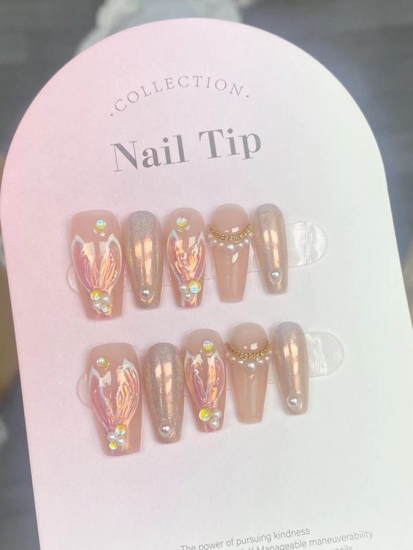 MERMAID-TEN PIECES OF HANDCRAFTED PRESS ON NAIL Supply