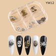 Beyprern Halloween 3D Halloween Nail Art Charms Gold Silver Vintage Skeleton Hand Head Rhinestones Spider Jewelry Metal Manicure Accessories TRYW12 For Cheap