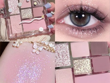 Nine-color Eye Shadow Palette Iris Purple Glitter Pearly Eyeshadow Palette Fashion Korean Shiny Eye Shadow Charming Eye Makeup Online