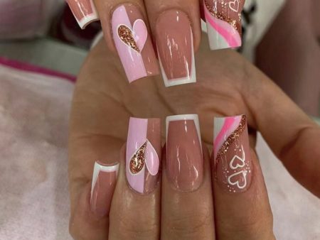 Fake Nails Press On False Nail Advanced Nail Art Wearable French With Rhinestone Glitter Designs Designs Nail Tips DIY Tools Online Sale