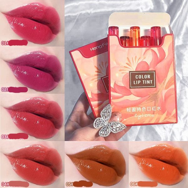 6pcs set Makeup Lip Tint Mirror Lipstick Lasting Waterproof Lip Gloss Blusher  Korean Style Sexy Red Moisturizer Lip Cosmetics on Sale