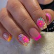 Summer New Square False Nails French Fake Nails With Flower Pattern Designs False Nails Full Cover Detachable Press on Nail Tips Online Sale