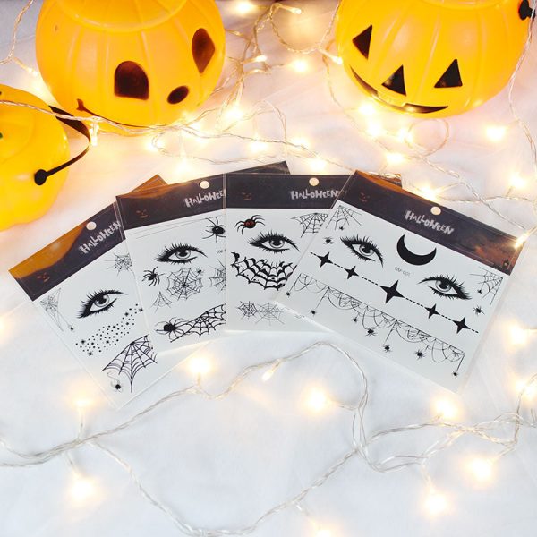 Halloween Face Temporary Tattoo Sticker Festival Party Body Makeup Stickers moon spider scar fake tattoo for woman men girls boy Discount