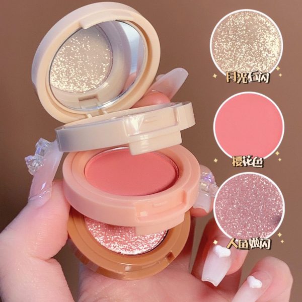 New 3 In 1 Matte Highlighter Blush Palette Pearly Blush Shiny Eyeshadow Multifunctional Face Makeup Palette Female Cosmetics Hot on Sale