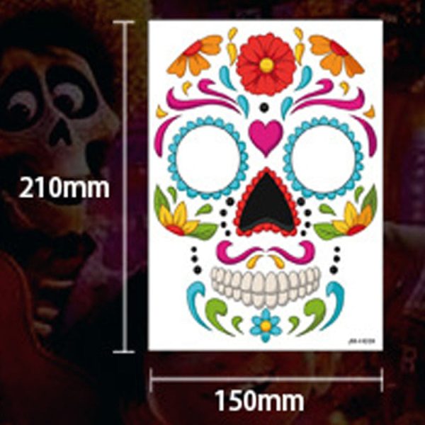 waterproof temporary tattoo sticker halloween face eye mouth fake tattoo water transfer Day of The Dead Skull Makeup Beauty For Cheap