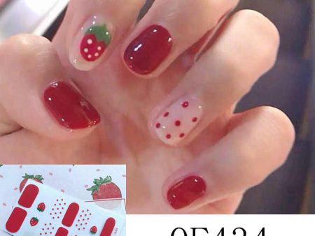 Yeknu Korean Fashion Strawberry Nail Stickers Fashion Nail Art Wraps Nail Polish Ins Styles Summer DIY Adhesive Manicure Decorations Supply