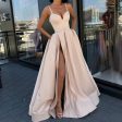 Plus size Evening Dress with High Slit prom Satin on Sale