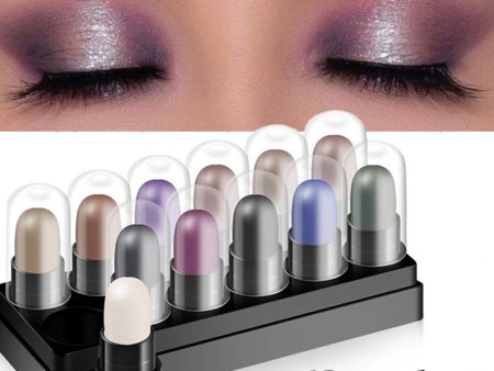 Eyeshadow Pencil Set 12 Colors Waterproof Long Lasting Glitter Shimmer Eye Shadow Pen Highlighter Stick Eyes Makeup Tools Cheap