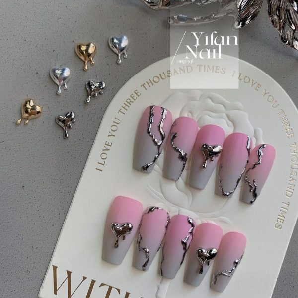 PINKPINK-TEN PIECES OF HANDCRAFTED PRESS ON NAIL Online Sale