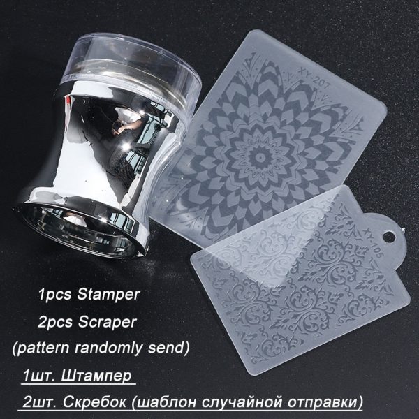 Yeknu Jelly Nail Stamper Scraper Set Clear Silicone Head With Cap Nail Template Stencil Kits French Manicure Nail Accessories NL1033 Discount