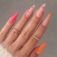 Simple French Wearable False Nails Almond Colorful Stripes Colorblock Design Manicure Fake Nails Line Full Cover Press On Nail Online