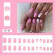 New Fake Nails Art Gel Tips Full Cover 24pcs Pink Shiny Shards With Press Glue Design Clear Short Ballet False Nails Press On For Cheap