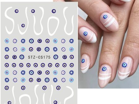 Yeknu Evil Eye Nail Art Stickers Swirl Stripe Wave Lines Health Love Success Protection Meaning Manicure Foil Slider Decor NFSTZ-CS175 Online Hot Sale