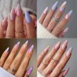 Simple French Wearable False Nails Almond Colorful Stripes Colorblock Design Manicure Fake Nails Line Full Cover Press On Nail Online