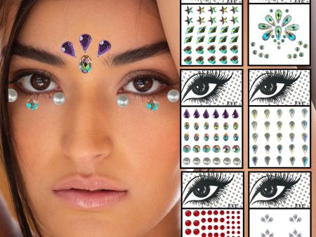 Star Face Gems Temporary Tattoos Eye Eyeliner Tears Crystals Jewels Makeup Sticker Flash Pearl Bindi Dots Jewelry Halloween Rave Hot on Sale