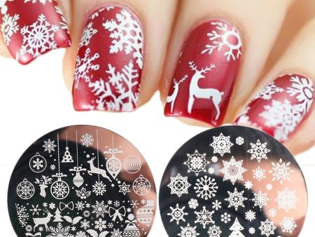 Yeknu Christmas Nail Stamping Plates New Winter Snowflake Elk Design Polish Art Template Stencils DIY Manicure Mold Tools NLSTZ-M01-10 Hot on Sale