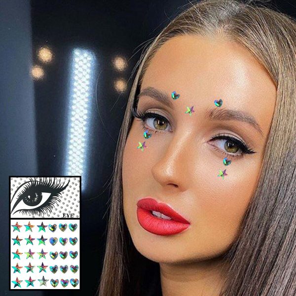 Star Face Gems Temporary Tattoos Eye Eyeliner Tears Crystals Jewels Makeup Sticker Flash Pearl Bindi Dots Jewelry Halloween Rave Hot on Sale