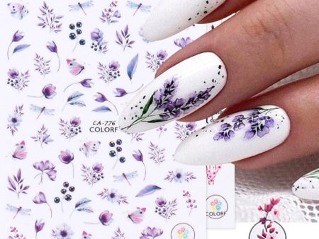 Yeknu 3D Nail Stickers Flower Pink Purple Cherry Blossoms Nail Art Decals Floral Leaf Summer Sliders Manicure Decor Tips CHCA764-776 Hot on Sale