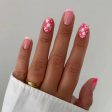 Summer New Square False Nails French Fake Nails With Flower Pattern Designs False Nails Full Cover Detachable Press on Nail Tips Online Sale