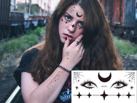 Halloween Face Temporary Tattoo Sticker Festival Party Body Makeup Stickers moon spider scar fake tattoo for woman men girls boy Discount