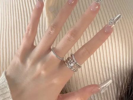 Nail Art Fake Nails Handmade Silver Love Artificial Square Head Nail  Glue French Super Long Ballet Pseudo Nail Press on Nails Cheap