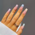 Pink False Nails With Small Flower Design Detachable Long Coffin French Ballerina Fake Nails Full Cover Nail Tips Press On Nails Cheap