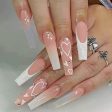 Pink Halo Tower Drill European And American Long T Fake Nails Set Press On Nails With Press Glue Full Cover Acrylic Nail Tips Online