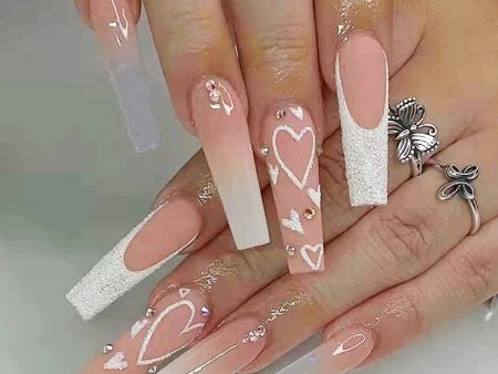 Pink Halo Tower Drill European And American Long T Fake Nails Set Press On Nails With Press Glue Full Cover Acrylic Nail Tips Online