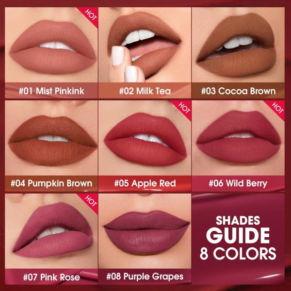 Lipstick Lip Gloss Makeup 24 HRS Waterproof Velvet Non-stick Cup 8 Colors Lip Tint Matte Long Lasting Liquid Lip Stick Discount