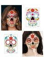 waterproof temporary tattoo sticker halloween face eye mouth fake tattoo water transfer Day of The Dead Skull Makeup Beauty For Cheap