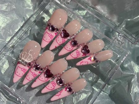 HELLO KITTY - TEN PIECES OF HANDCRAFTED PRESS ON NAIL Fashion